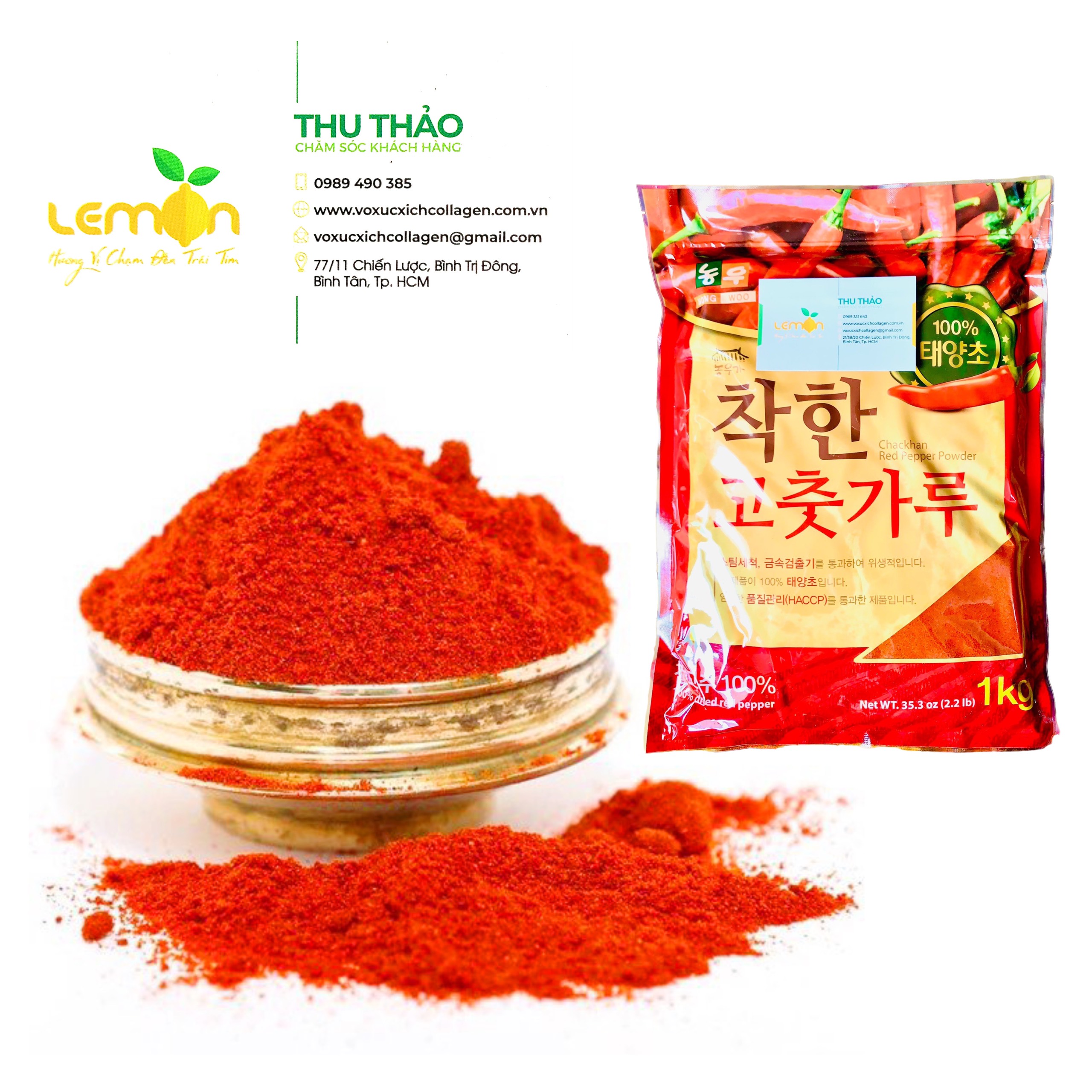 [100g-500g] Ớt bột Hàn Quốc Nongwoo màu đẹp ít cay -  Bột ớt làm kim chi, nấu mì, nấu lẩu