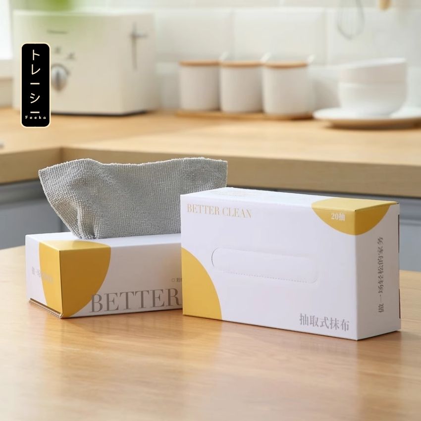 Hộp đựng khăn lau x20 khăn vải microfiber siêu thấm, hộp đựng khăn lau an toàn vệ sinh