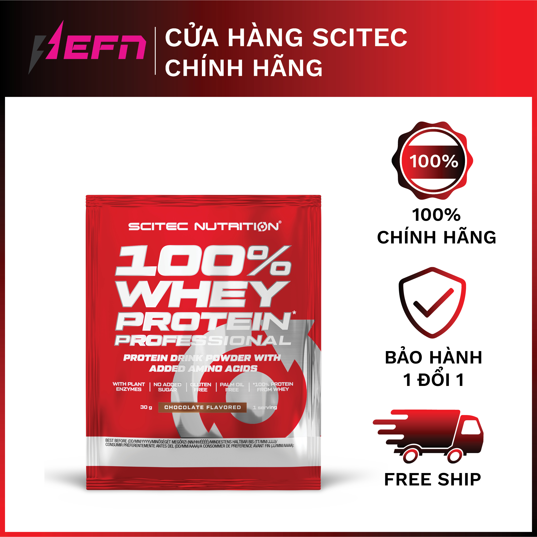 Combo 5 gói dùng thử sample whey professional scitec nutrition whey gói 30g