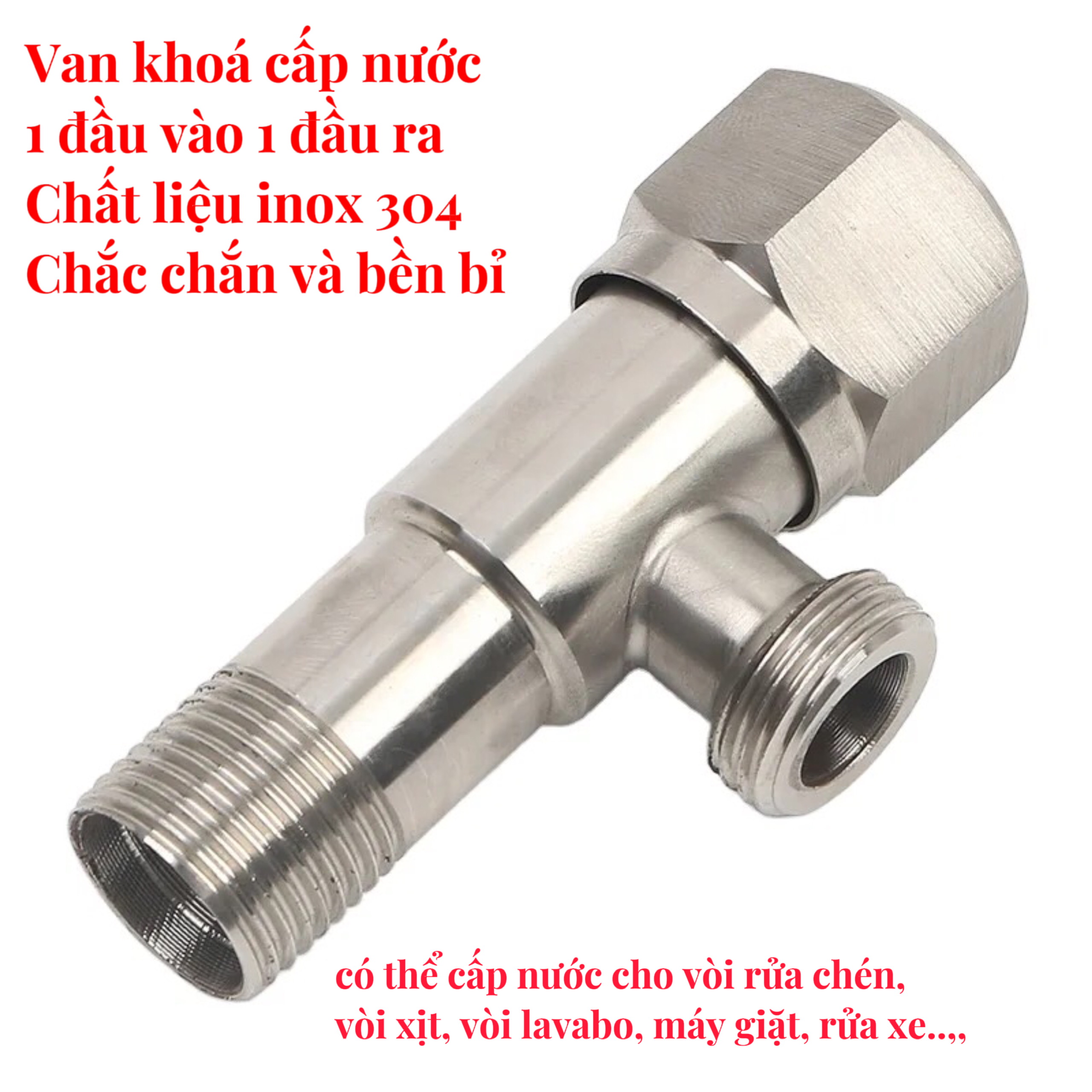 Van khóa nước vòi xịt 1 đường nước + van khóa nước chậu rửa inox 304