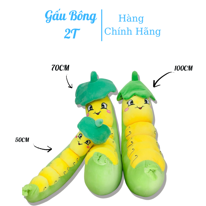 Gối ôm gấu bông gấu bông sâu đậu sâu khoai đáng yêu chất mịn siêu dễ thương