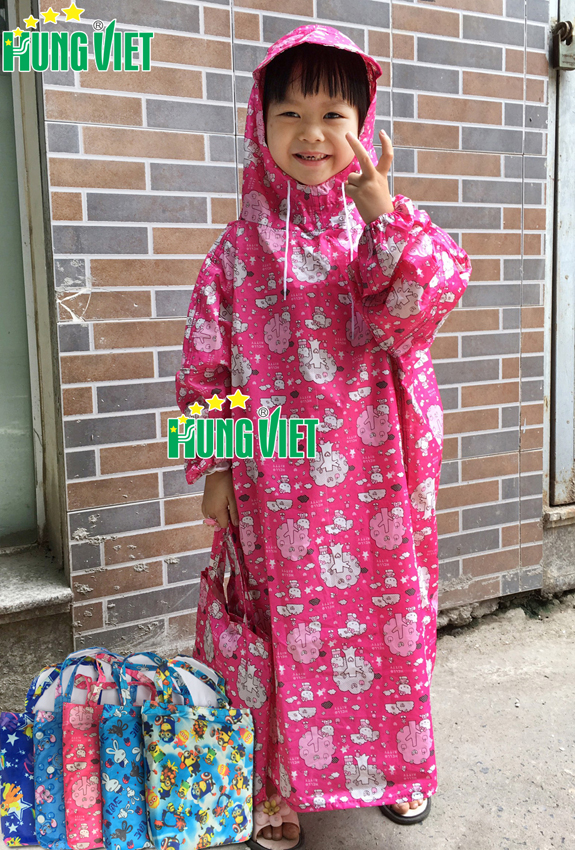 Áo mưa quây tròn không xẻ tả trẻ em Hưng Việt cao cấp