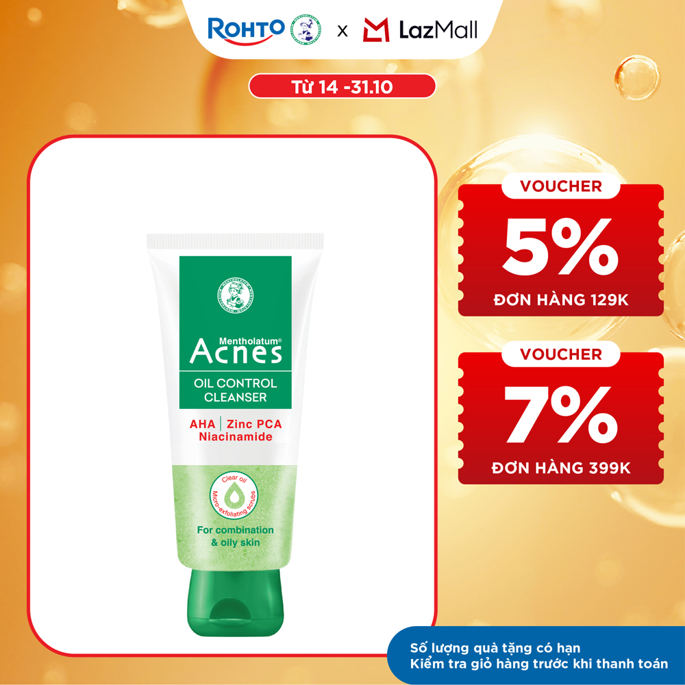 Sữa rửa mặt kiểm soát nhờn ngăn ngừa mụn dạng gel Acnes Oil Control Cleanser 100g