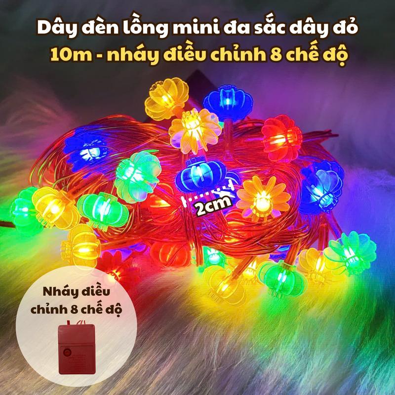 Đèn Led hình Đèn Lồng 8 khía 40 bóng dài 10M 8 chế độ nháy, dây led treo cây trang trí Tết, cây quất cây đào, cây mai