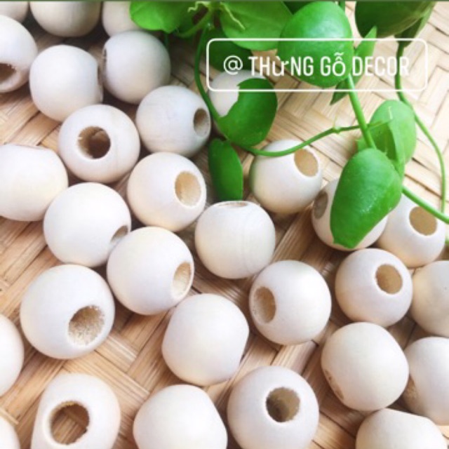 Hạt gỗ mộc size 20mm lỗ to