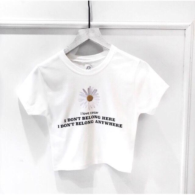 Mạnh Dũng Store 1 Áo thun croptop họa tiết hoa cúc cực xinh hot 2020