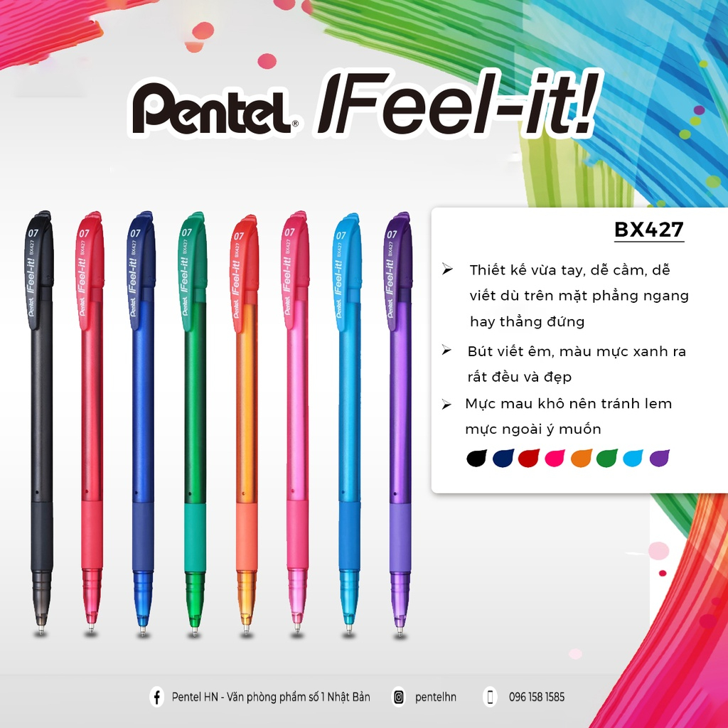 Bút bi có nắp đậy nhật bản pentel bx427 | trơn mượt không đọng mực | ngòi 0.7mm