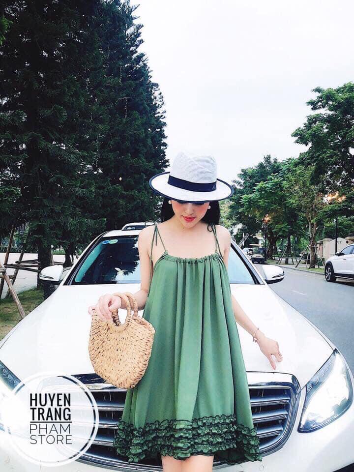 Đầm Hai Dây Cổ Yếm nhún bèo quá đẹp tt20