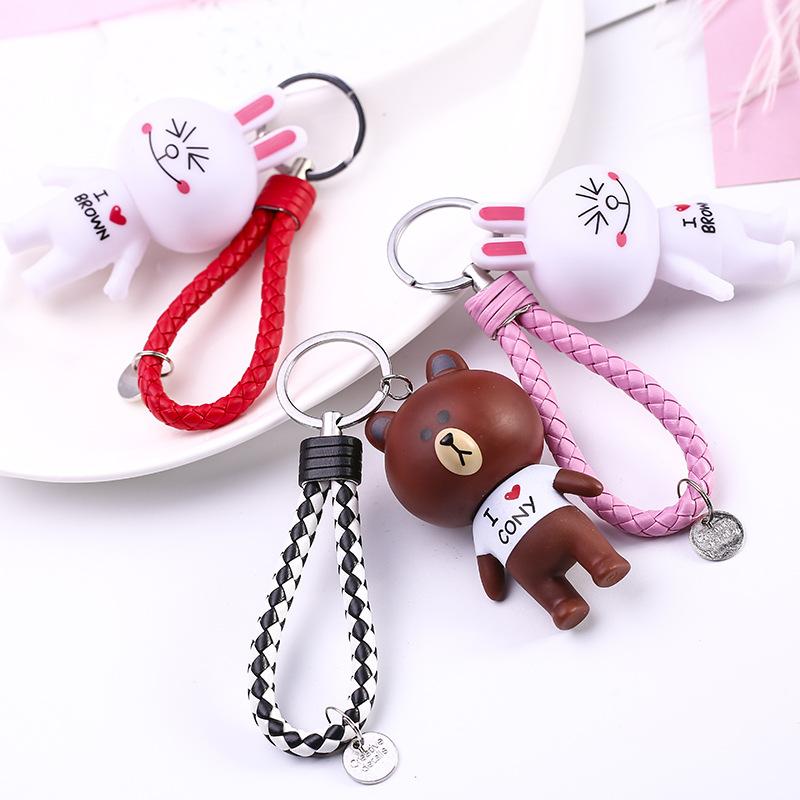 2 bộ móc khóa gấu nâu brown + thỏ cony dễ thương