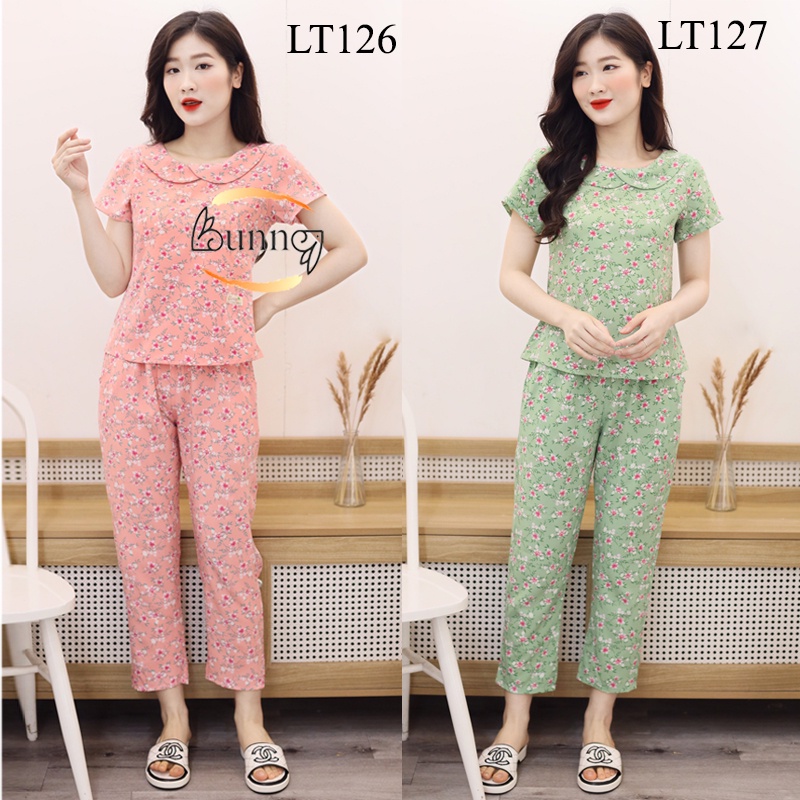 Đồ bộ nữ mặc nhà chất liệu lụa thái nhẹ mềm mát tay cộc quần dài mặc hè xinh xắn