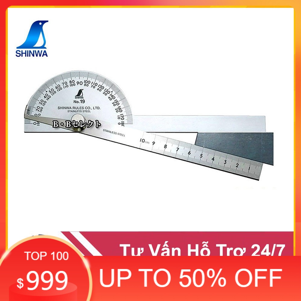 Thước đo góc bán nguyệt Shinwa 62490
