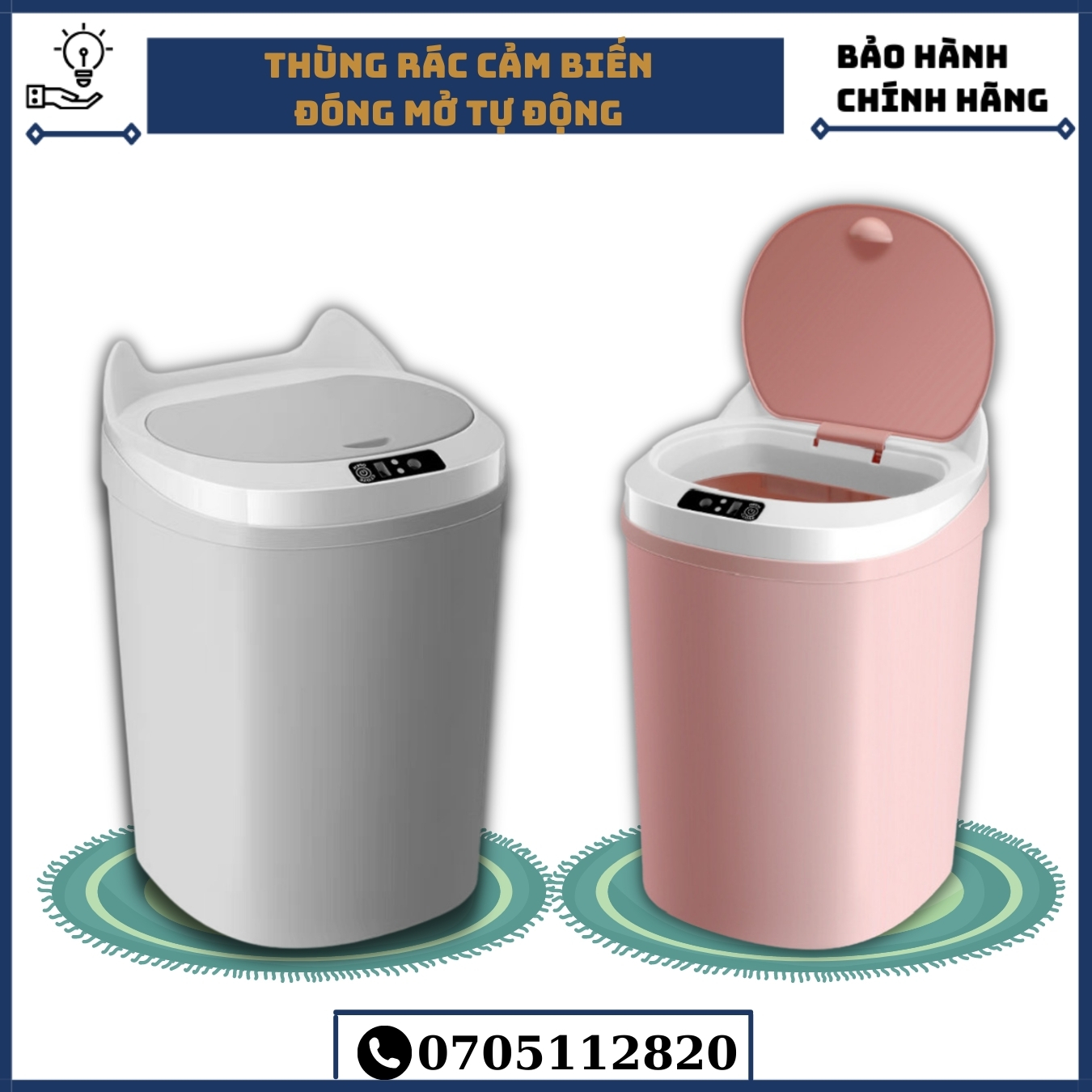 Thùng rác thông mình, thùng rác tự động cảm biến nhạy, tự động đóng mở nắp tiện lợi