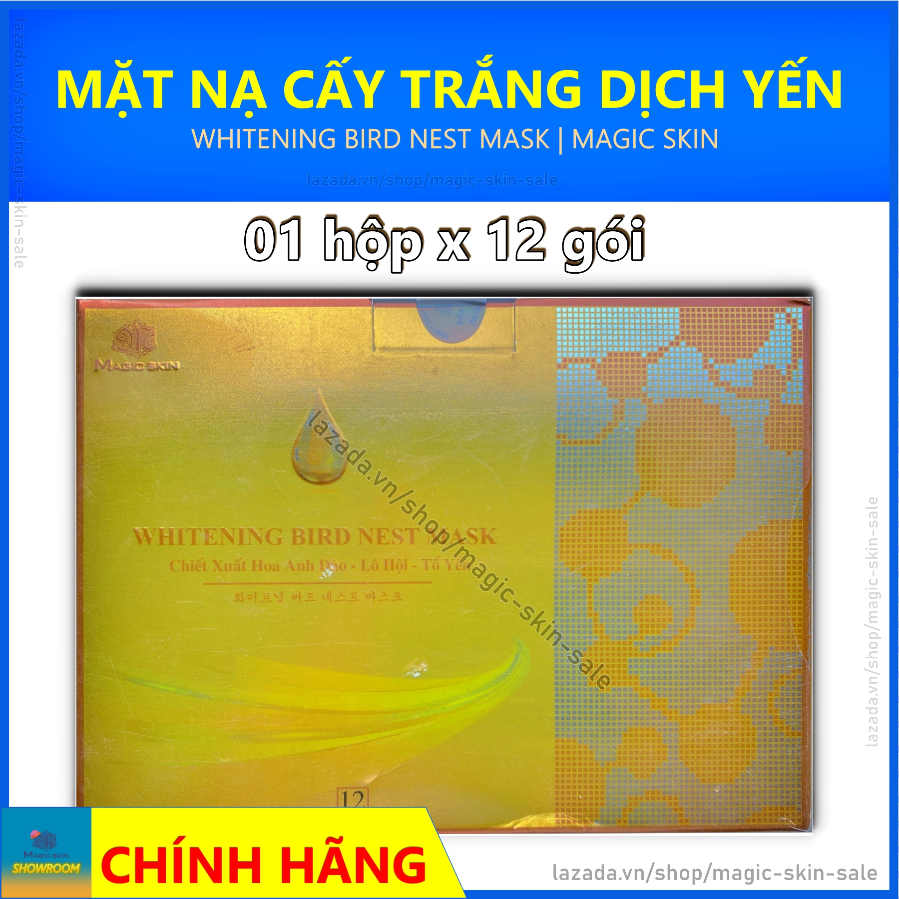 Mặt nạ cấy trắng dịch yến magic skin ✔ chính hãng ⏺ hộp 12 gói