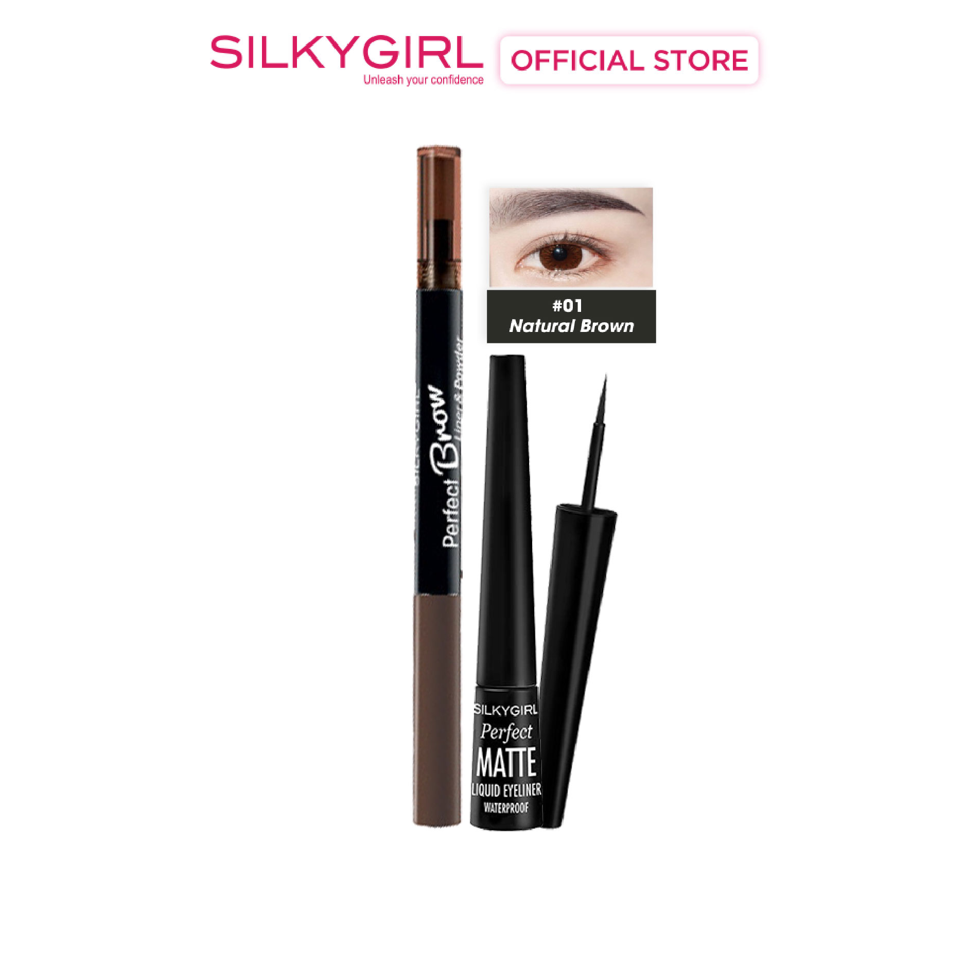 Combo 2 sp chì kẻ mày perfect brown 01 natural brown + kẻ mắt perfect matte