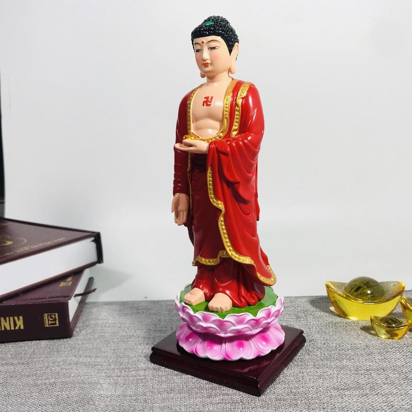 Tượng đức phật a di đà đứng vẽ đỏ cao 21cm