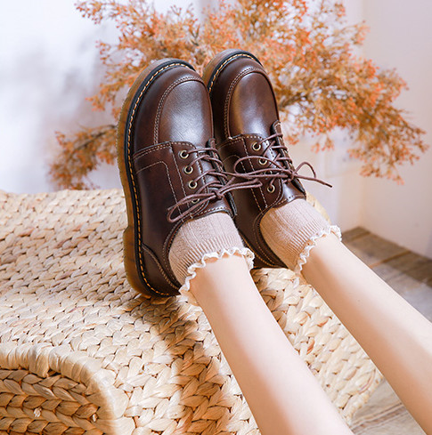 Giày oxford boot nữ đế cao 3cm phong cách nhật bản