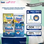 Combo Finish Sạch Dầu & Tẩy Khét Viên Rửa Chén Bát Finish Quantum & Ultimate Plus Sạch Vô Địch