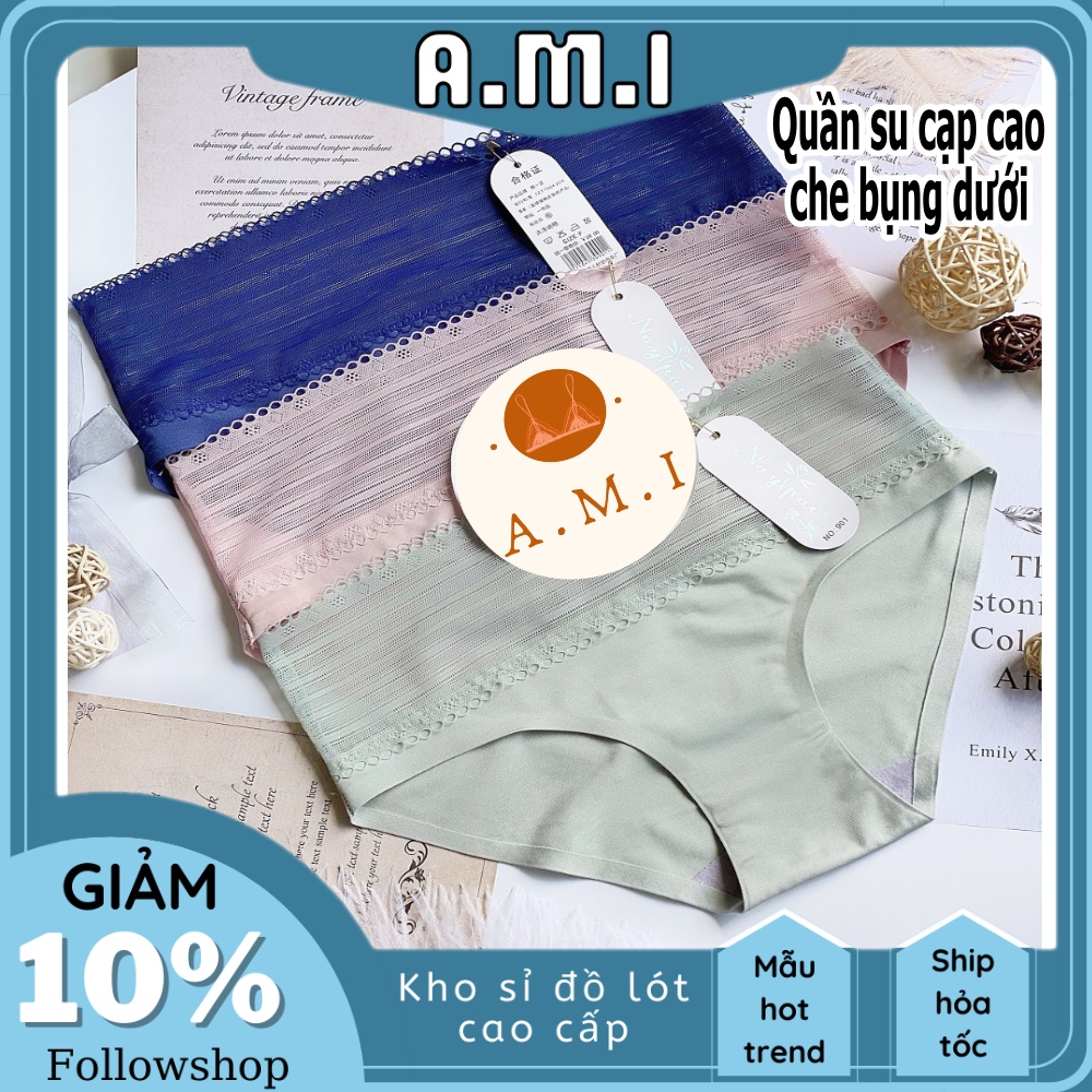 Quần lót su cạp cao che bụng dưới , Quần lót su đúc không viền - Ami chuyên sỉ