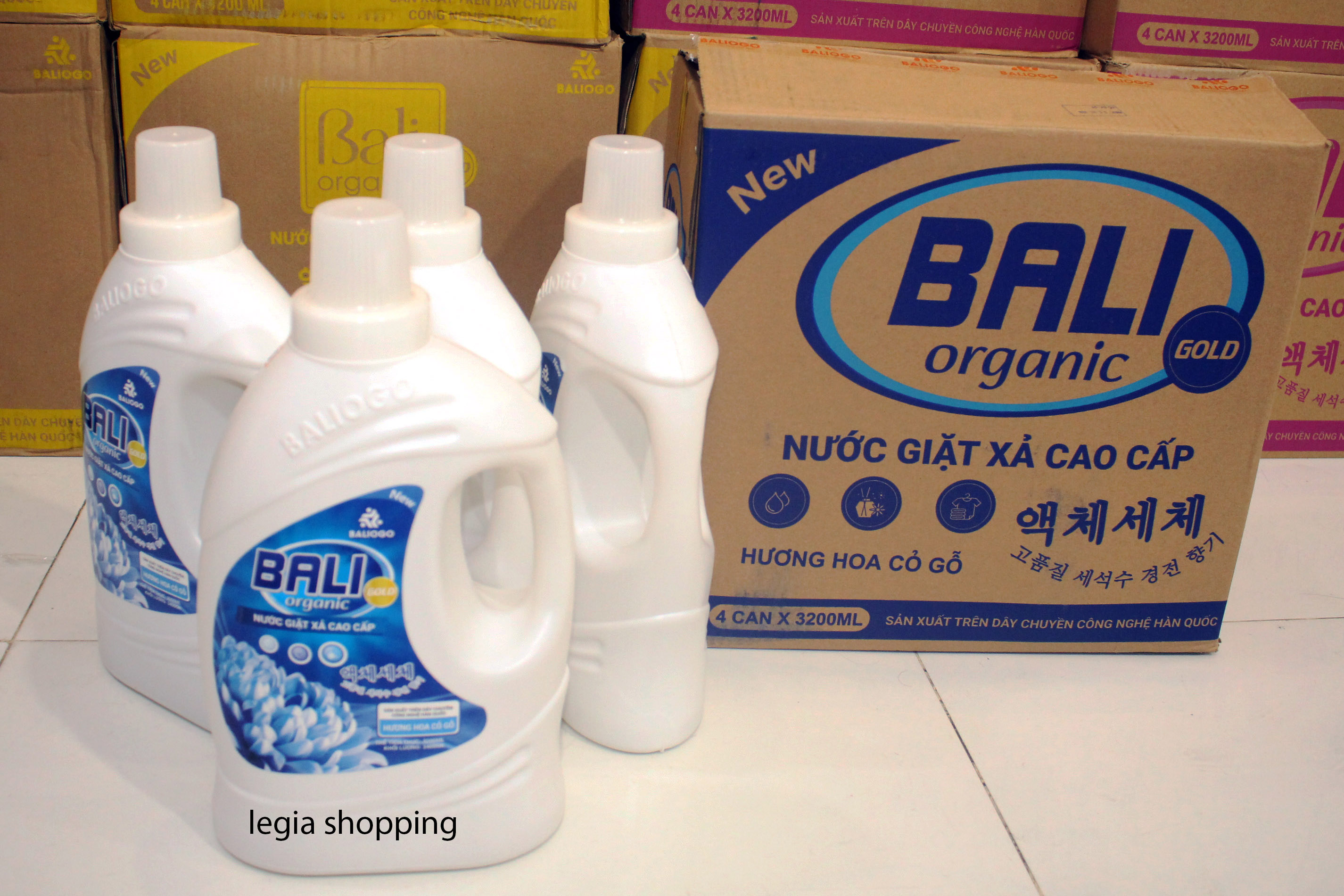Thùng 4 can (1 can 3.2L) Nước Giặt Xả Bali Gold Organic công nghệ Hàn Quốc  Hương Thơm Dịu Nhẹ, Đậm Đặc, Lưu Hương Lâu