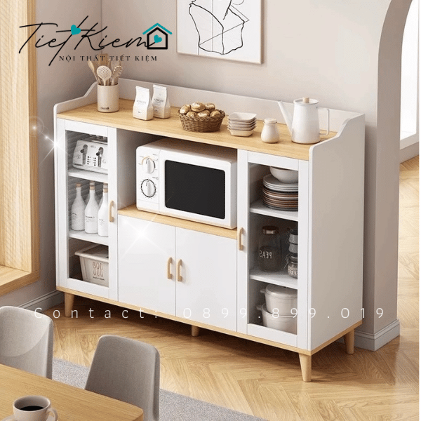 Tủ bếp đẹp để lò vi sóng tvs99099