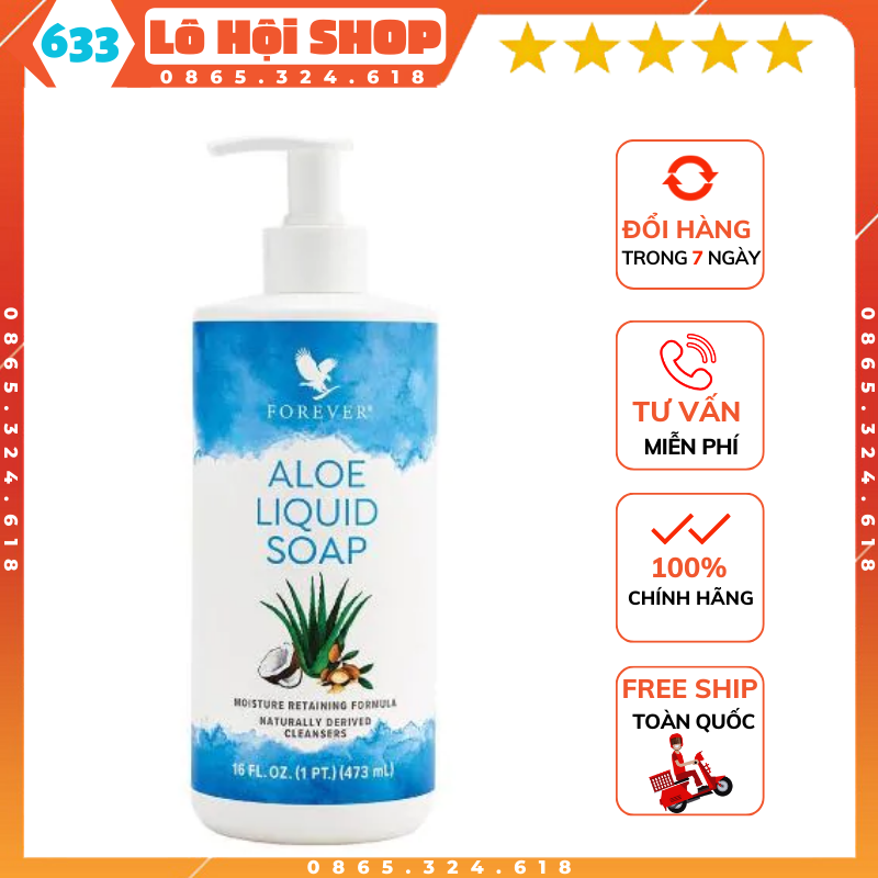 Sữa rửa mặt và tay aloe liquid soap 633flp, 473ml
