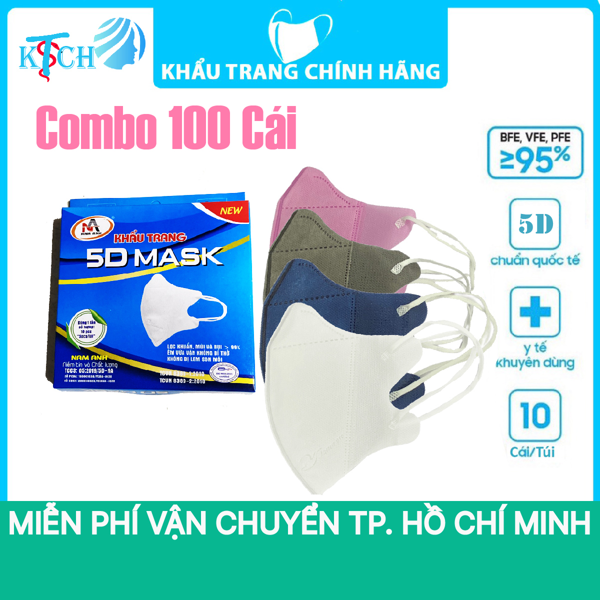 [Combo 100 Cái]Khẩu trang 5d famapro nam anh, chuẩn y tế, chống tia uv có giấy kháng khuẩn phân loại cho trẻ em.