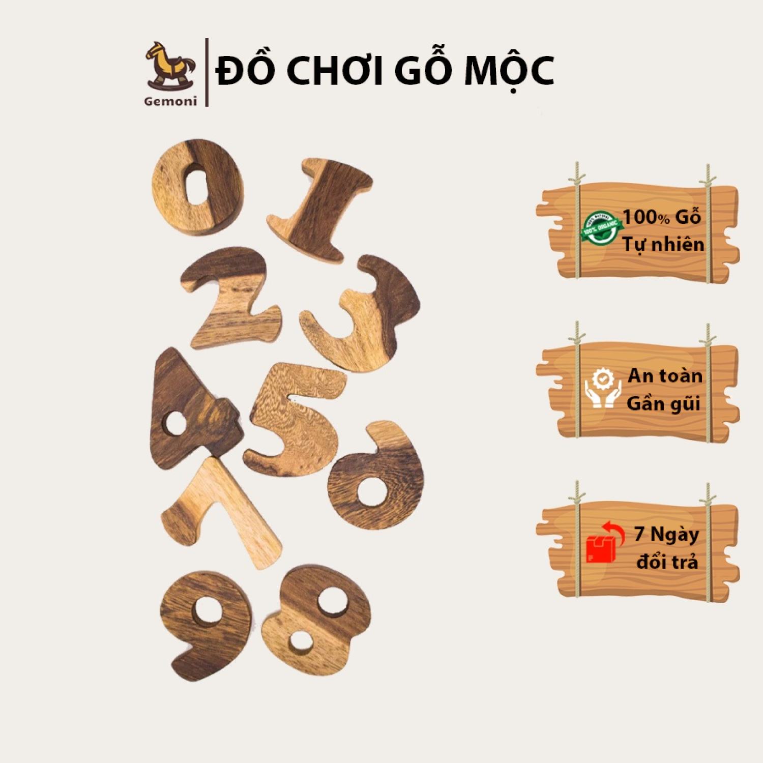 Bộ Chữ Số Bằng Gỗ Tự Nhiên - Đồ Chơi Gỗ Gemoni