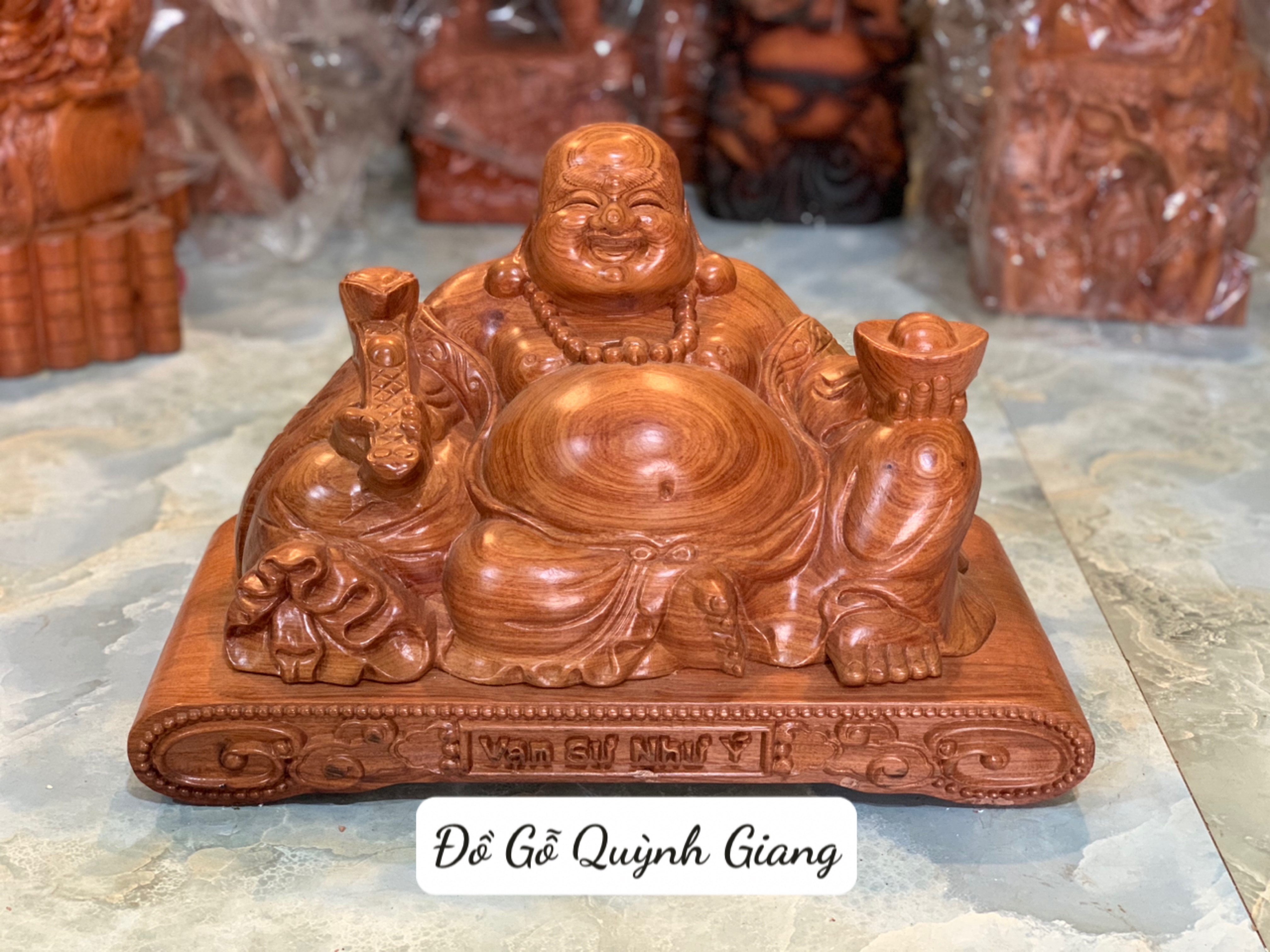 Tượng di lặc gỗ hương ngồi xoài ngang 50 cực đẹp