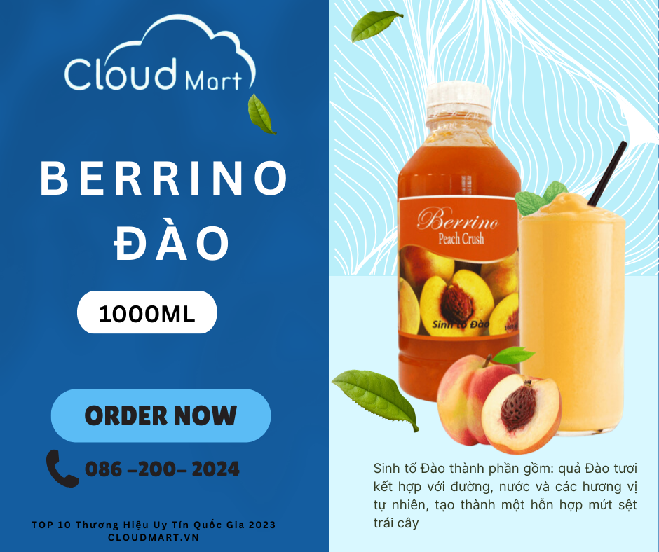 SINH TỐ BERRINO ĐÀO 1L - Nguyên liệu pha chế CloudMart
