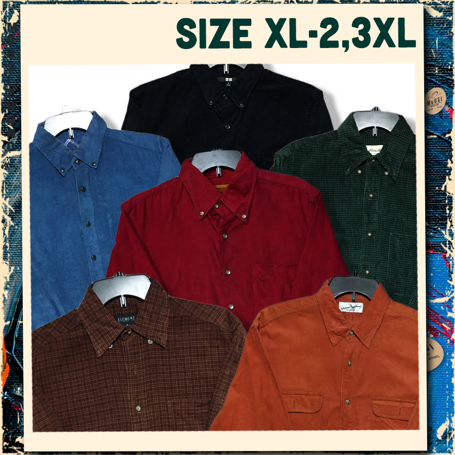 Áo sơ mi nhung tăm, corduroy - size xl, 2,3xl -secondhand - - vintage, cổ điển - mousi 2hand