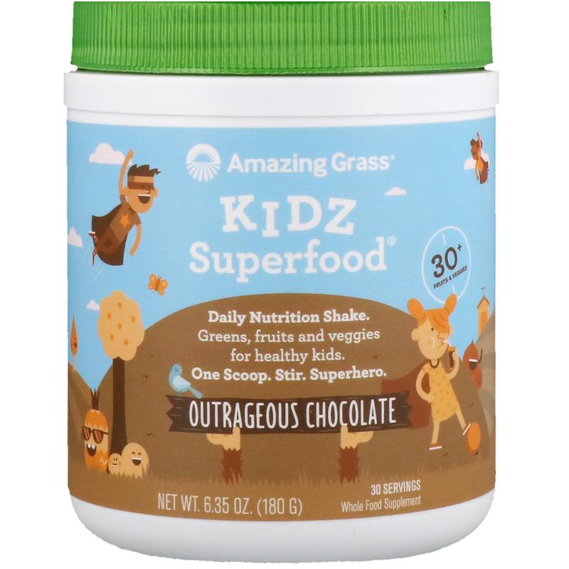 Bột rau củ quả hữu cơ bổ sung lợi khuẩn cho trẻ em Amazing Grass 180g vị Chocolate