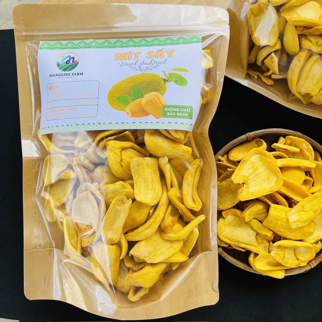 Mít sấy Mangline Farm Đà Lạt 500g, Đồ ăn vặt nội địa, ngon ngọt dòn rụm ăn là ghiền, Đặc sản Đà Lạt