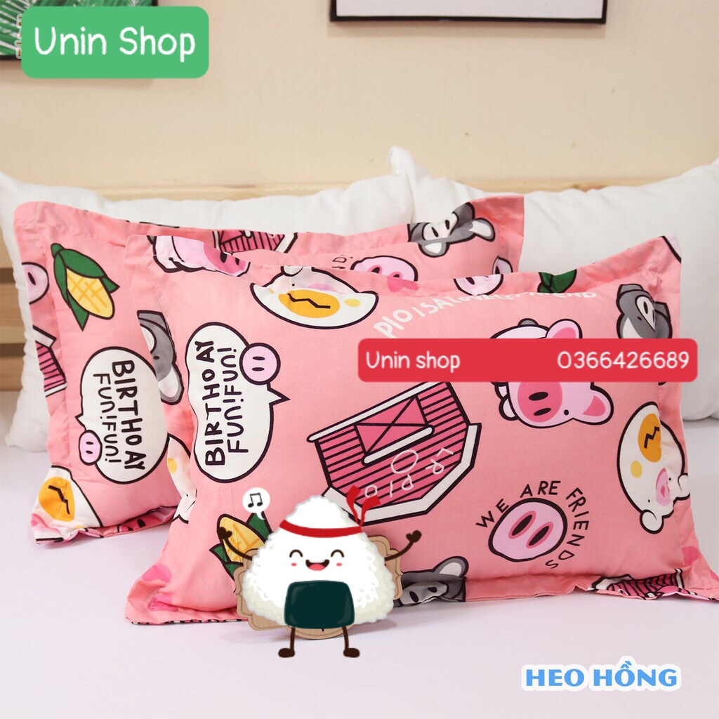 (Siêu đẹp) Vỏ gối nằm người lớn mẫu Heo Hồng Nhí Nhố, áo gối đầu poly cotton, bao gối 45x65cm nhiều mẫu đẹp có khoá kéo