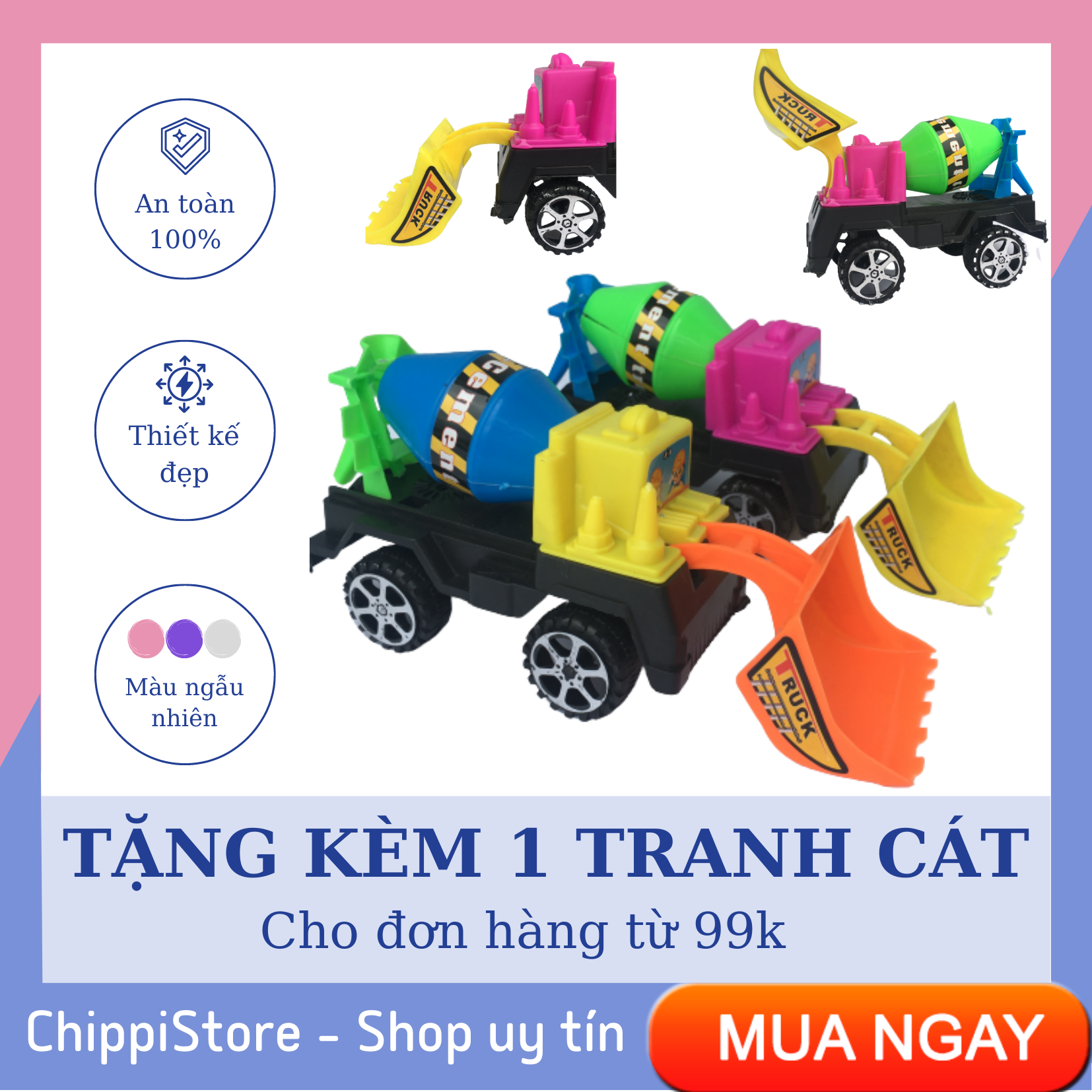Đồ chơi máy xúc mini, xe trộn bê tông, xe bồn công trình, xe xúc cát siêu đẹp