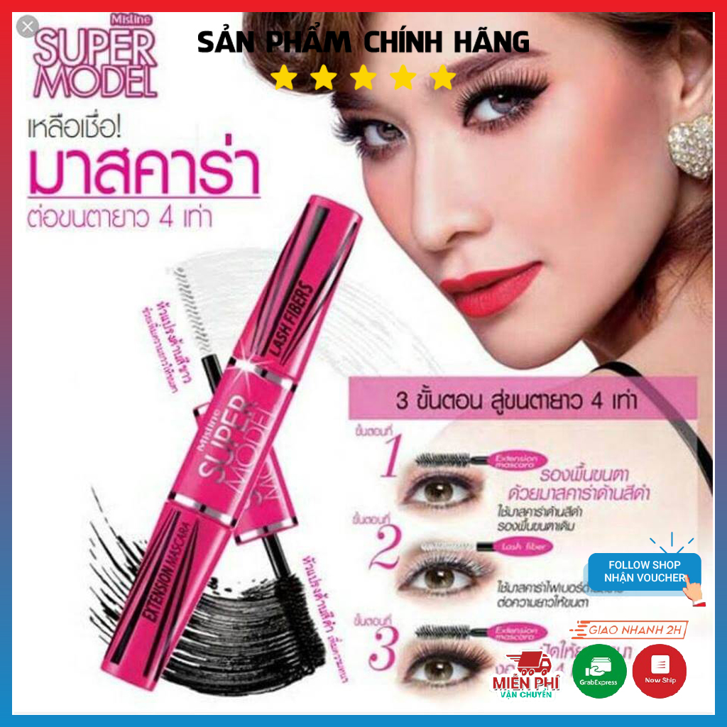 Combo mascara đa năng+chì kẻ chân mày chính hãng thái lan - mascaran mistine super model miracle - maccara dài mi không trôi - chuốt mi 2 đầu - chì kẻ mày - kẻ lông mày nam - kẻ chân mày - bút kẻ chân mày - vẽ chân mày - vẽ lông mày