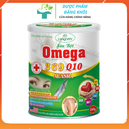 Sữa Bột Omega 369 Q10 Alaska Hỗ Trợ Cho Người Mỏi Mắt, Khô Mắt, Thị Lực Suy Giảm, Bổ Sung Dưỡng Chất Tốt Cho Tim Mạch, Huyết Áp, 900g - Dược Phẩm Đăng Khôi