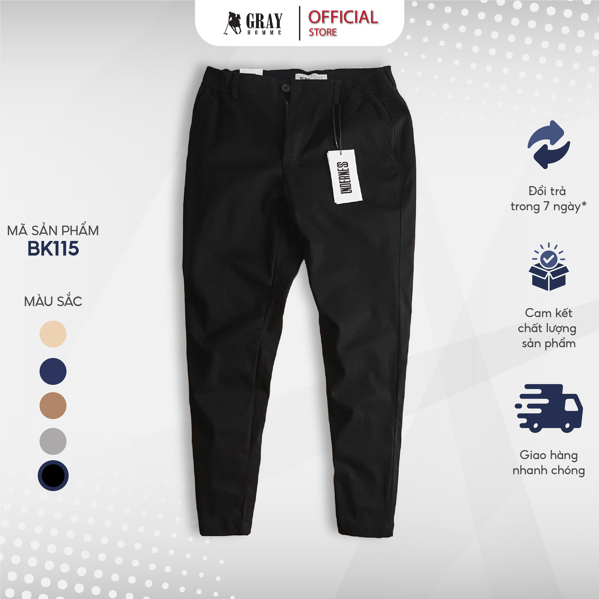 Quần Kaki nam cao cấp Grayhomme siêu nhẹ co dãn, cạp phối chun trẻ trung năng động BK115