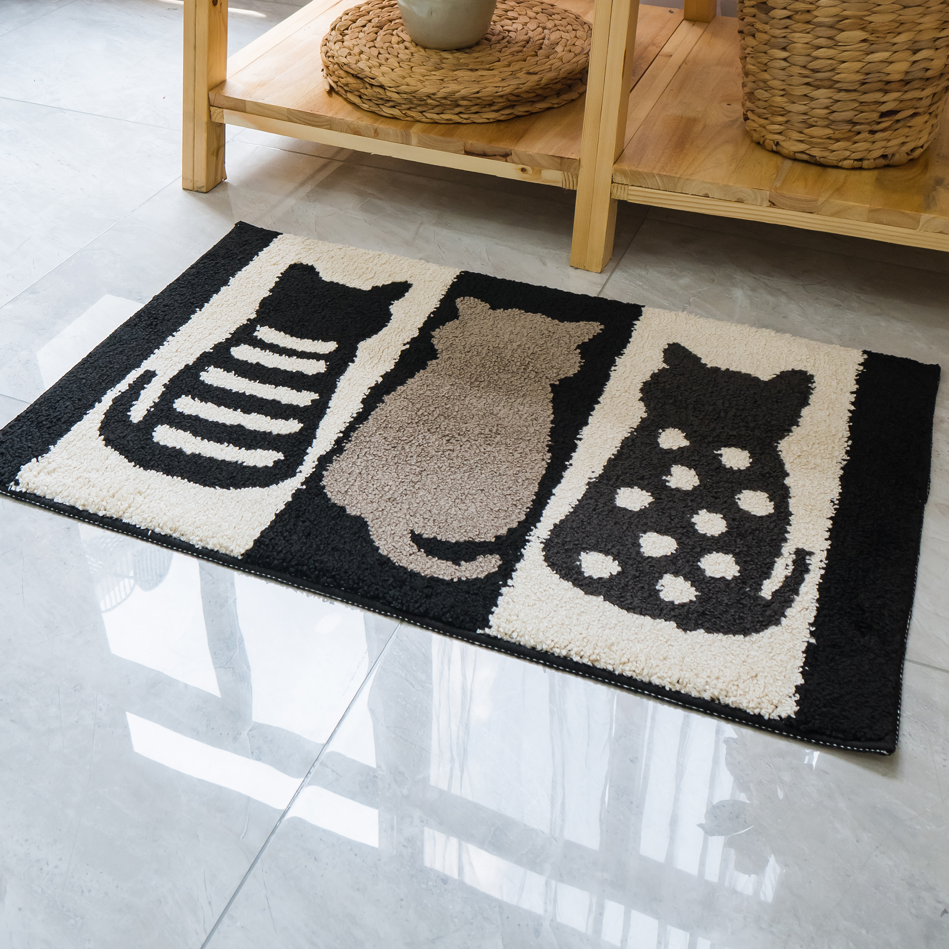 Thảm Cotton Len Họa Tiết Mèo Hổ dễ thương siêu thấm