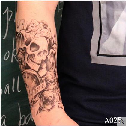 [HCM]Hình xăm dán nam tatoo đầu lâu bài kích thước 15 x 21 cm - miếng dán hình xăm đẹp dành cho nam