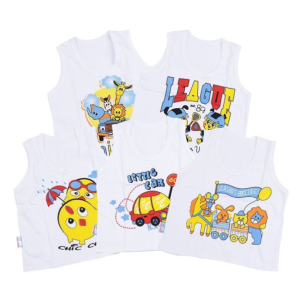 Set 5 Áo thun ba lỗ trắng cho bé