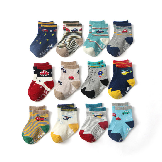 Set 5 Tất KID BASIC chống trượt chống trơn cho bé trai, bé gái 0-5 tuổi cực xinh