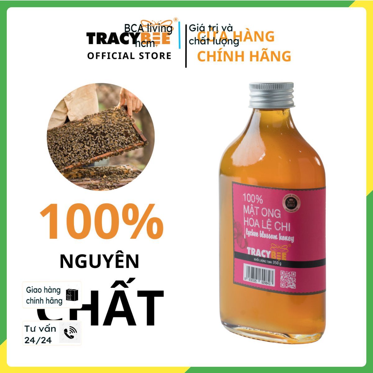Tracybee Mật ong hoa lệ chi bcalivinghcm 350gr thơm ngon bổ dưỡng ngọt tự nhiên