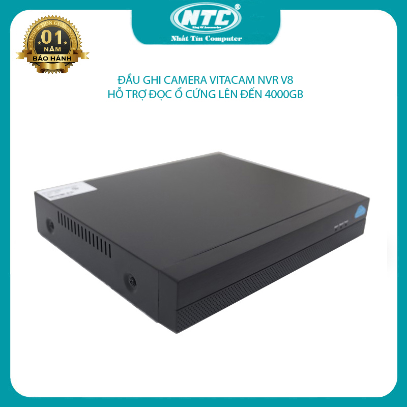 Đầu ghi Vitacam NVR V8 dành cho camera IP không dây kết nối 8 kênh cùng lúc mẫu mới nhỏ gọn hỗ trợ đọc ổ cứng đến 4TB (đen) Nhất Tín Computer