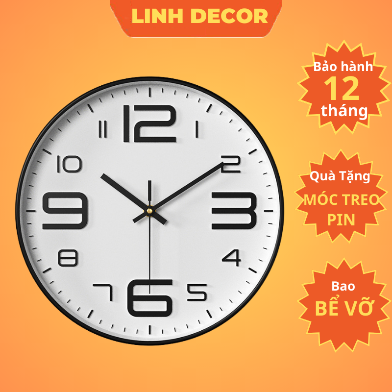 Đồng hồ treo tường decor trang trí phòng khách kim trôi nhập khẩu t02 - đồng hồ treo tường linh decor