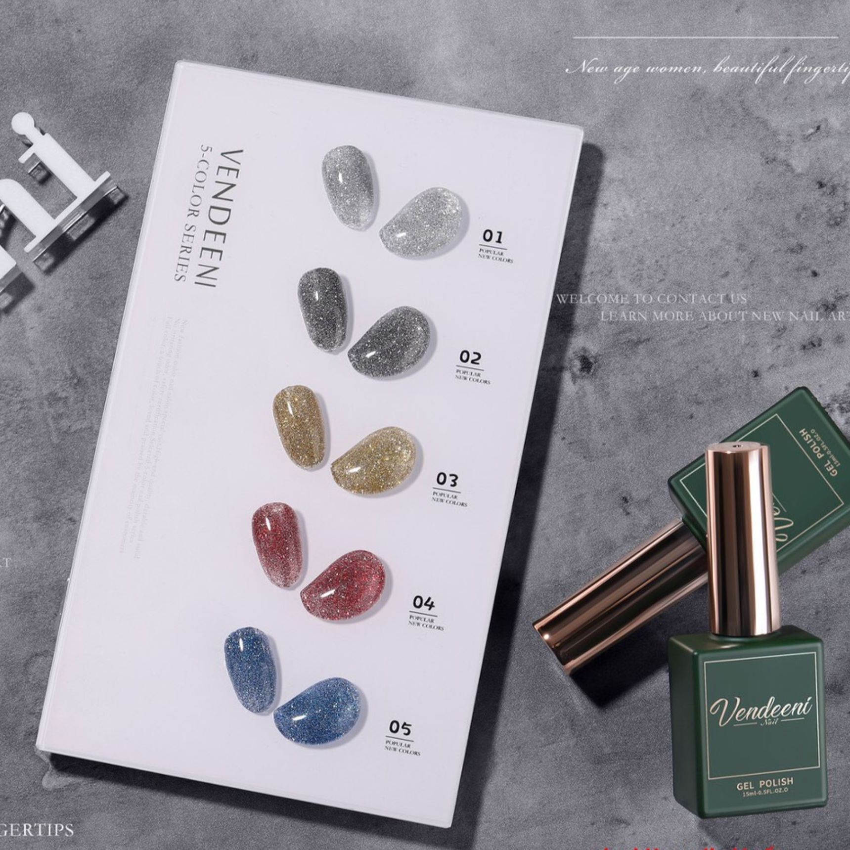 Set Sơn gel nhũ flash siêu sáng Vendeeni | Tặng kèm bảng màu như hình - Mini Nails
