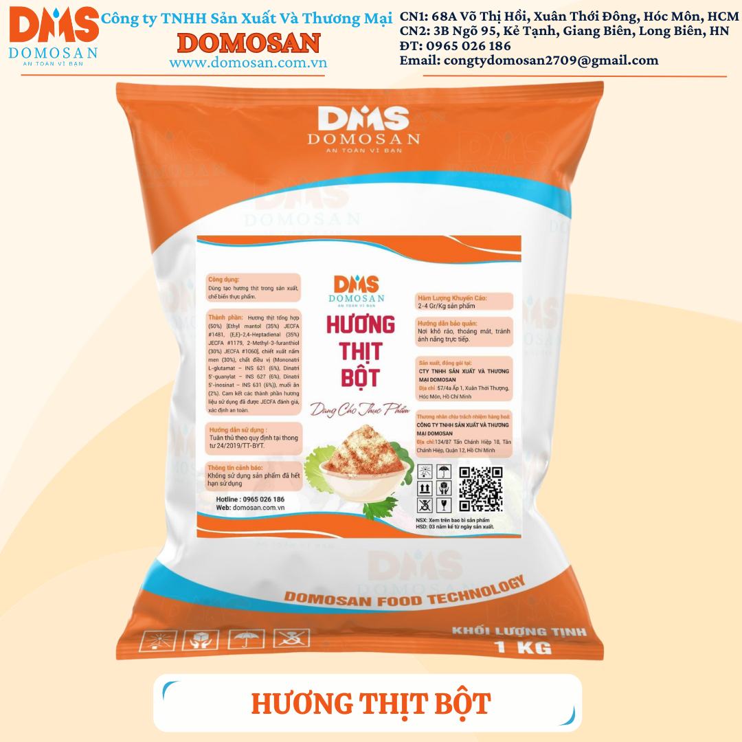 1kg hương thịt bột cao cấp dms - tạo mùi hương thịt heo cho giò chả xúc xích