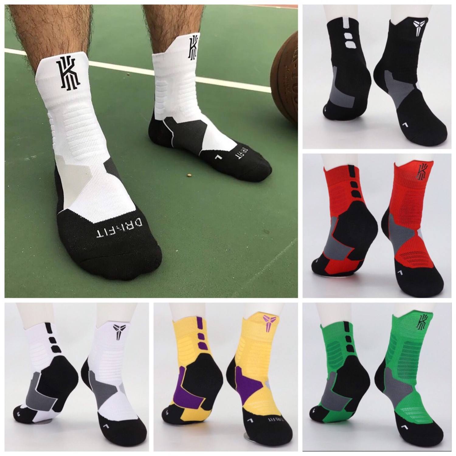 Tất bóng rổ elite vớ bóng rổ dày dặn hàng đẹp tất bóng rổ kyrie irving, kobe bryant, lebron james in logo cầu thủ