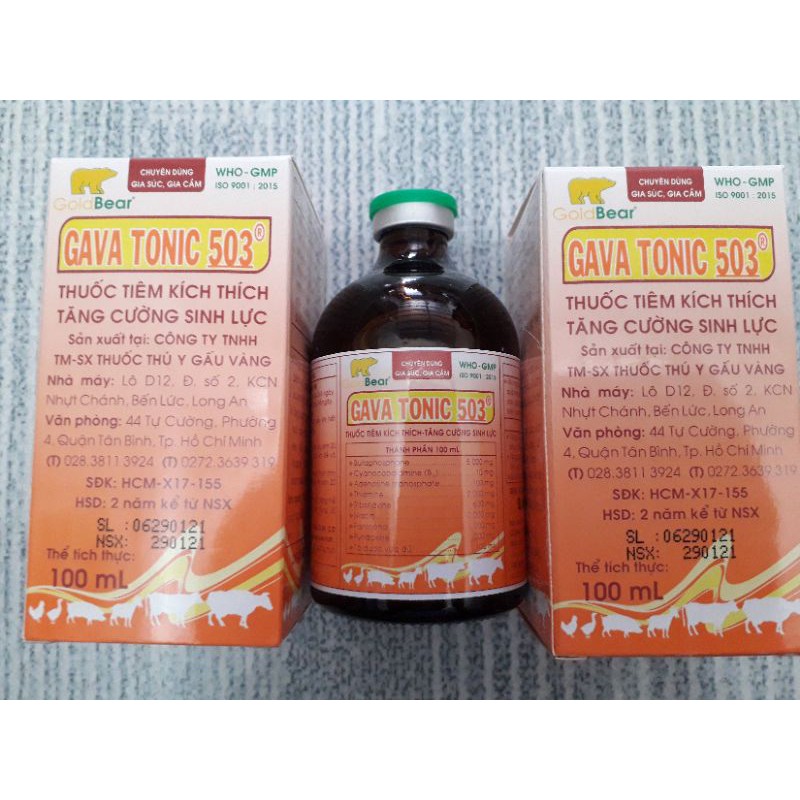 Gava Tonic 503. chai chích 100ml. tăng thể lực gà đá, thú cưng