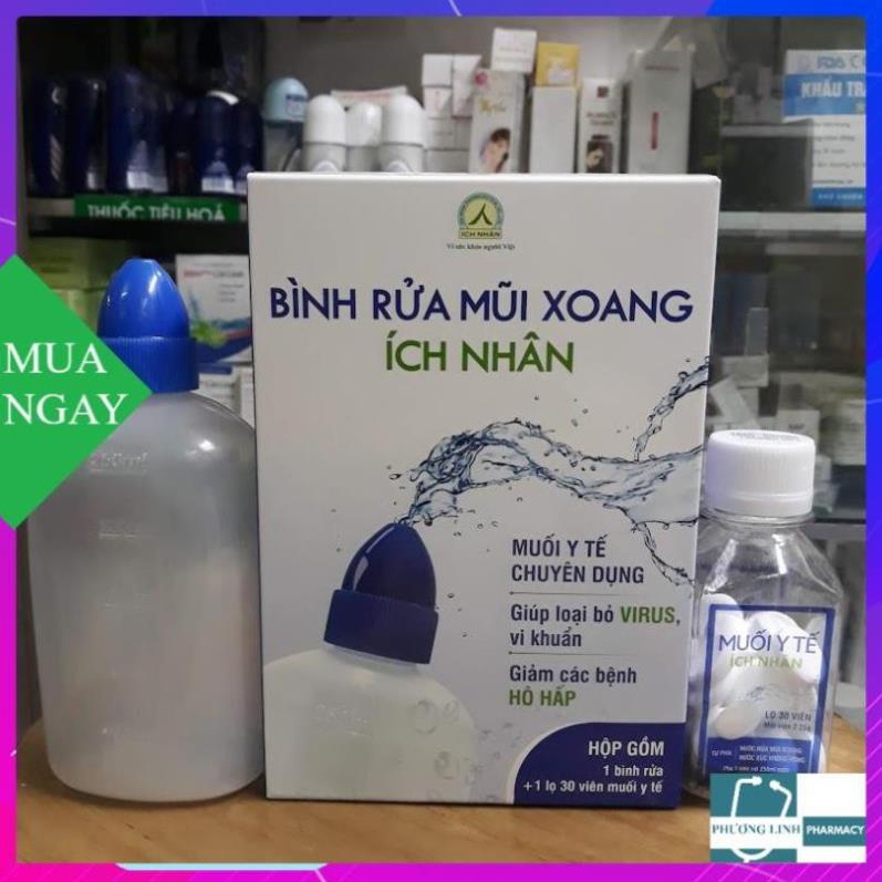 Bình rửa mũi xoang ích nhân và muối y tế ích nhân - muối y tế ích nhân