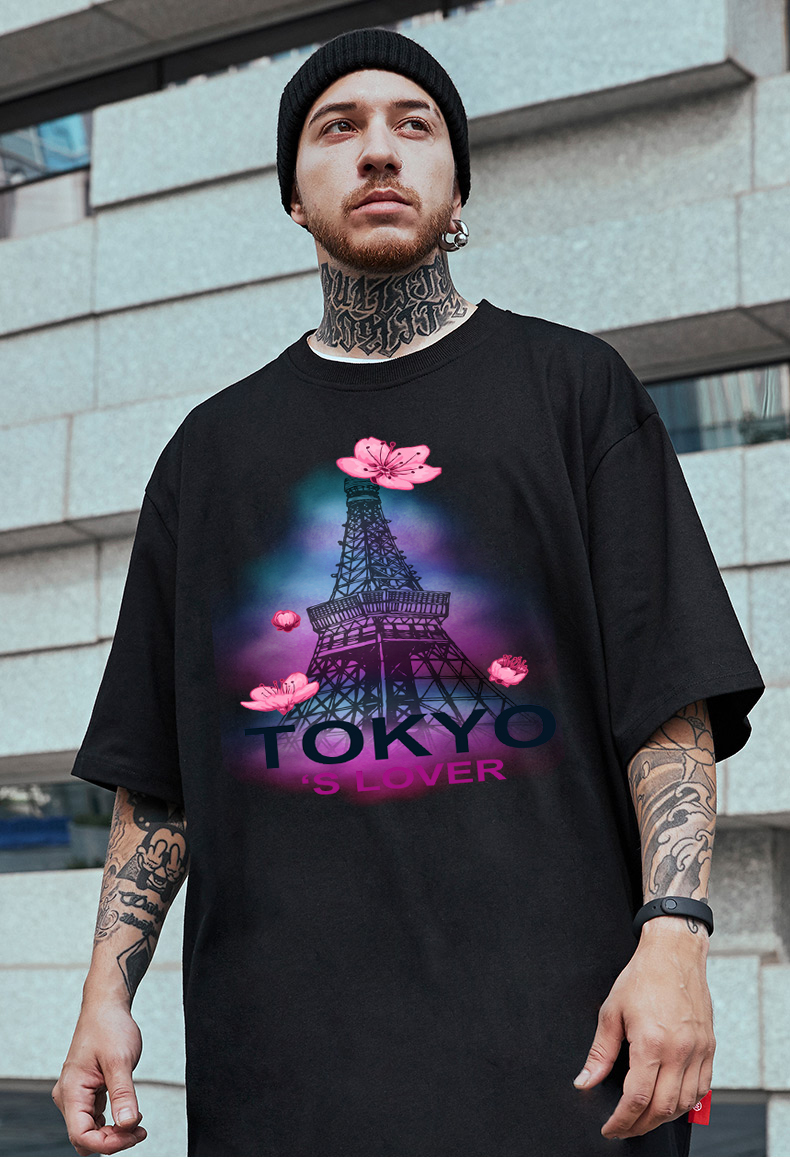Áo thun nam tay lỡ in hình tháp tokyo lover EP14